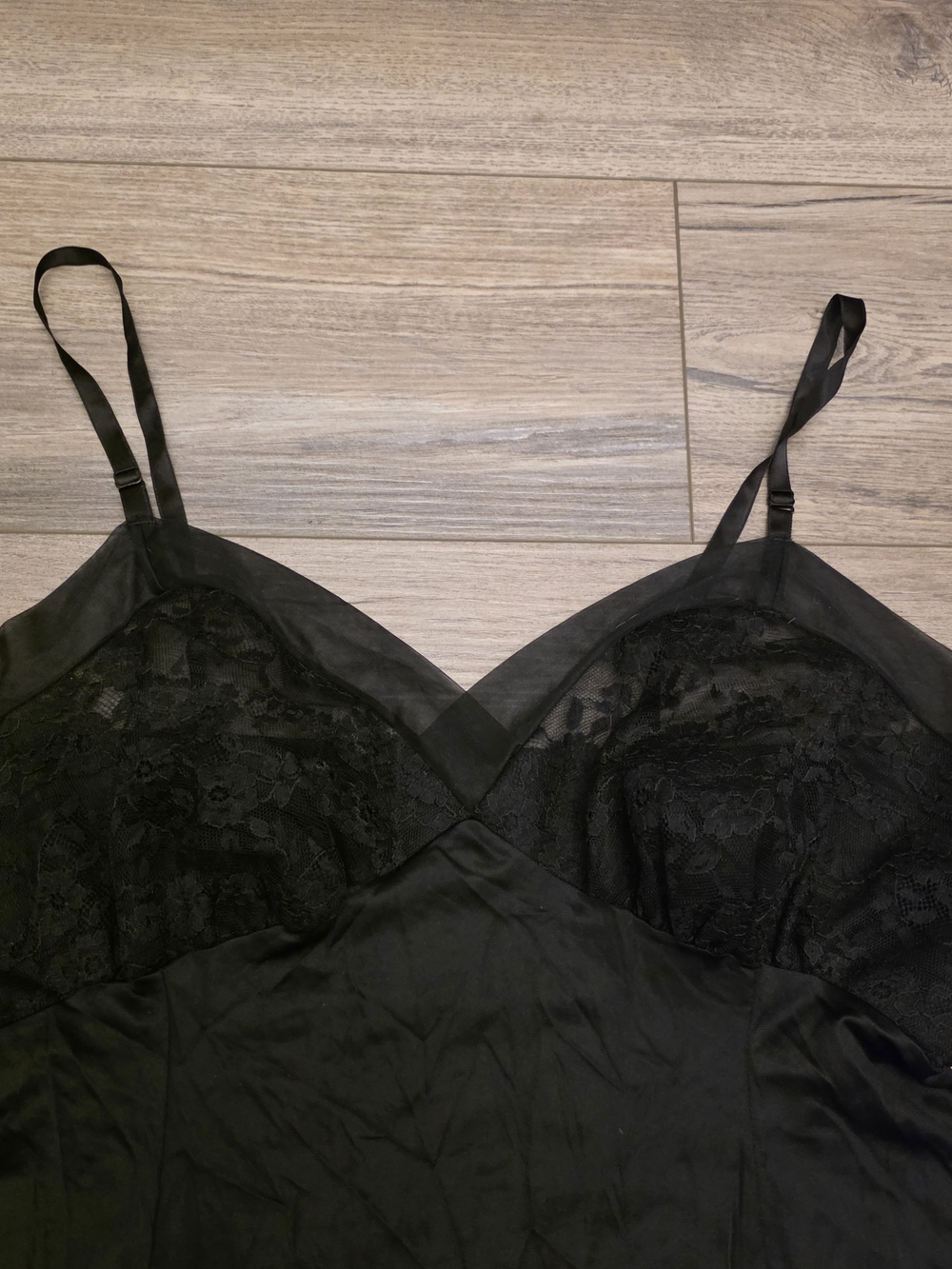 Vintage Van Raalte Black Nylon Slip Dress - Lace Bodice Lingerie Sz Short 38 - Picture 2 of 9